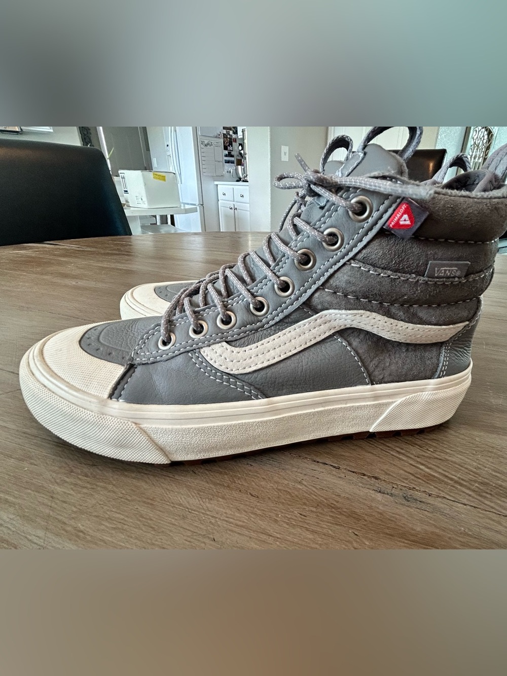 Vans High-Top Skate Shoe in Gray and White